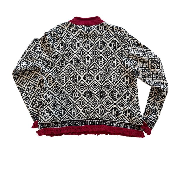TalbotsVintage Womens Black White Red Diamond Pattern vintage Sweater Size L - Picture 4 of 7